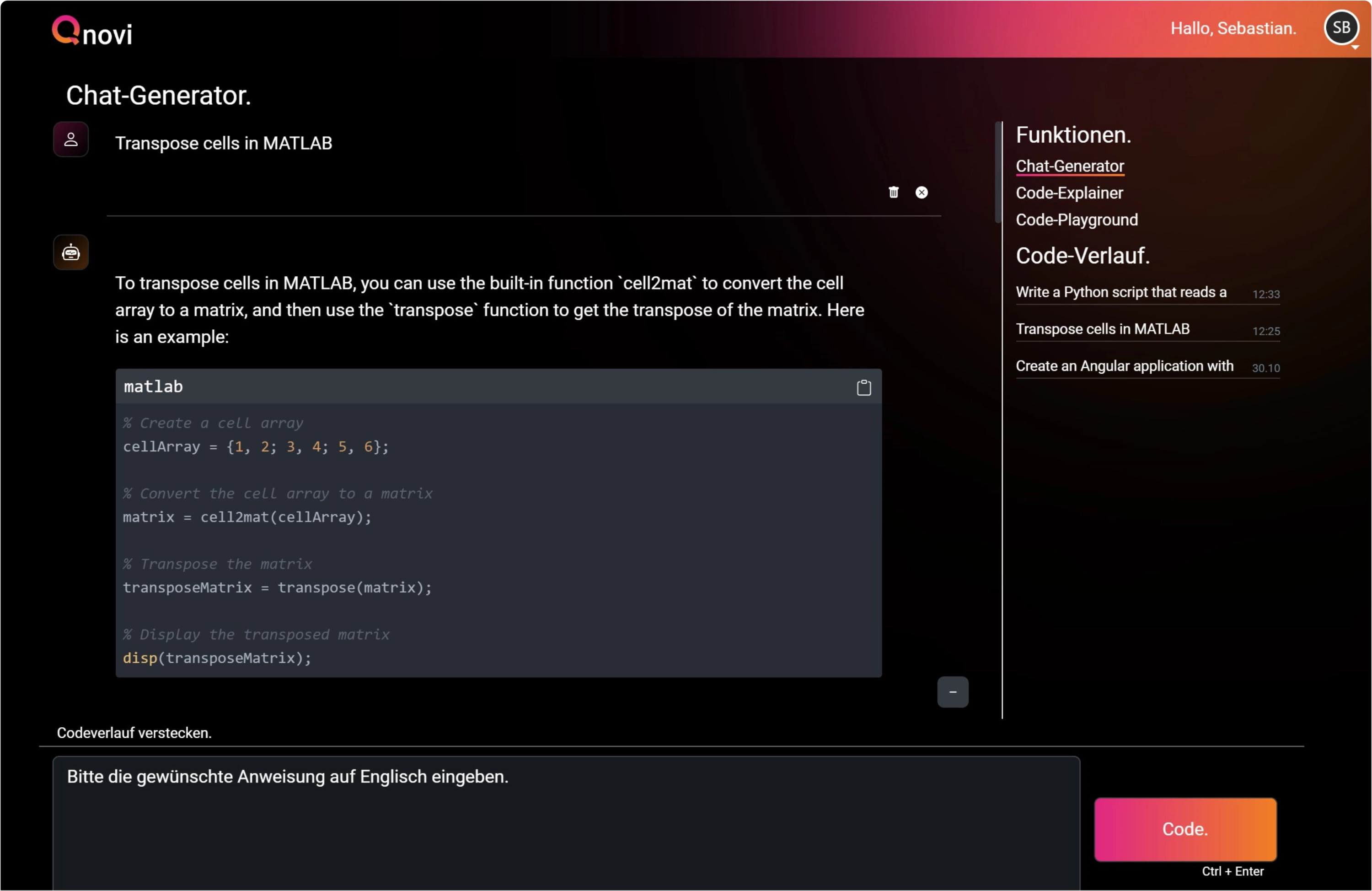 Screenshot of codingQ